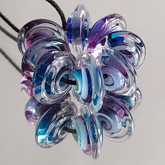 Aqua Violet Disk Beads