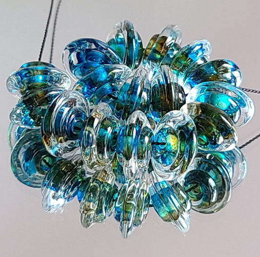 Brown Eyes Blue Disk Beads